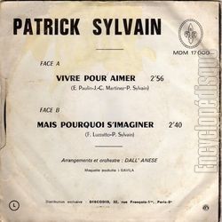 [Pochette de Vivre pour aimer (Patrick SYLVAIN) - verso]