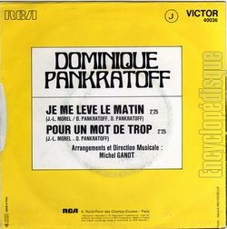 [Pochette de Je me lve le matin / Pour un mot de trop (Dominique PANKRATOFF) - verso]