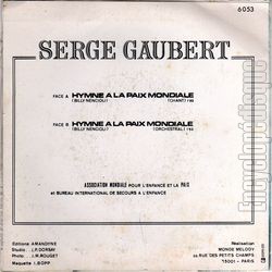 [Pochette de Hymne  la paix mondiale (Serge GAUBERT) - verso]