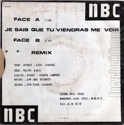 [Pochette de Je sais que tu viendras me voir (NBC) - verso]