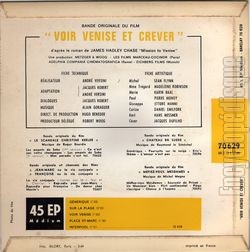 [Pochette de Voir Venise et…crever (B.O.F.  Films ) - verso]