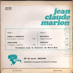 [Pochette de Torna a Surriento (Jean-Claude MARION) - verso]