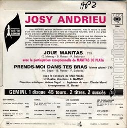 [Pochette de Joue Manitas (Josy ANDRIEU) - verso]