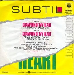 [Pochette de Champion of my heart (SUBTIL) - verso]