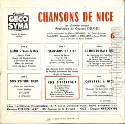 [Pochette de Nice d’autrefois (FOLKLORE) - verso]