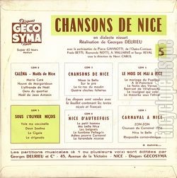 [Pochette de Sous l’olivier Niois (FOLKLORE) - verso]