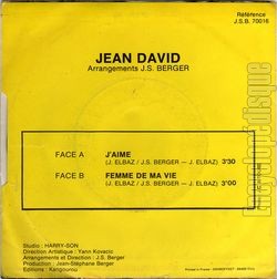 [Pochette de J’aime (Jean DAVID) - verso]