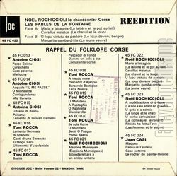 [Pochette de Les fables de La Fontaine (Nol ROCHICCIOLI) - verso]