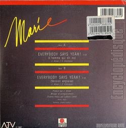 [Pochette de Everybody says yeah (L’homme qui dit no) (MARIE (alias de Marie CHEVALIER)) - verso]