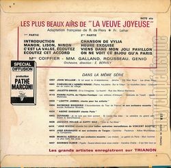 [Pochette de Les plus beaux airs de "La veuve joyeuse" (COMPILATION) - verso]