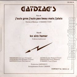 [Pochette de J’suis gros, j’suis pas beau mais j’plais (GADZAG’S) - verso]