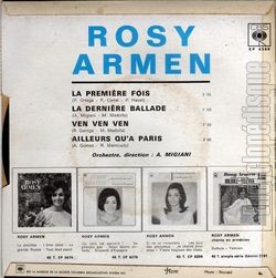 [Pochette de La premire fois (Rosy ARMEN) - verso]