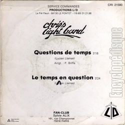 [Pochette de Questions de temps (CHRIS’S LIGHT BAND) - verso]