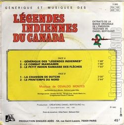 [Pochette de Lgendes Indiennes du Canada (T.V. (Tlvision)) - verso]