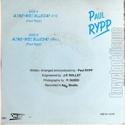 [Pochette de Aime-moi Blueday (Paul RYPP) - verso]