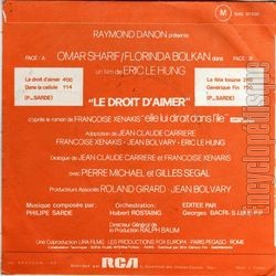 [Pochette de le Droit d’aimer (B.O.F.  Films ) - verso]