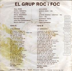 [Pochette de L’al.ligator (El GRUP ROC I FOC) - verso]