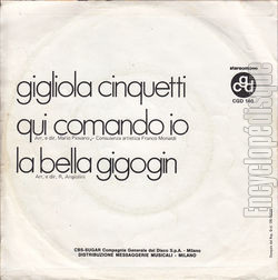 [Pochette de Qui comando dio (Gigliola CINQUETTI) - verso]