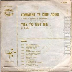 [Pochette de Version intgrale  "Comment te dire adieu" (COMPILATION) - verso]