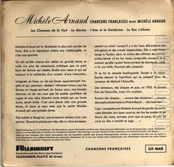 [Pochette de Chansons franaises (Michle ARNAUD) - verso]