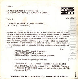 [Pochette de La Marguerite (Jacky GALOU) - verso]