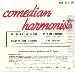 [Pochette de Les gars de la marine (COMEDIAN HARMONISTS) - verso]