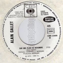 [Pochette de Sur une plage de novembre (Alain GALLET)]