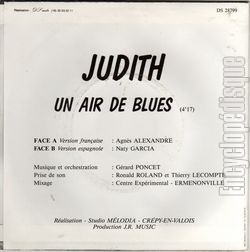 [Pochette de Un air de blues (JUDITH (2)) - verso]