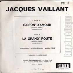 [Pochette de Saison d’amour (Jacques VAILLANT) - verso]