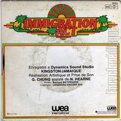 [Pochette de Alouette (IMMIGRATION ACT) - verso]