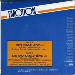 [Pochette de Cœur malade (MOTION) - verso]