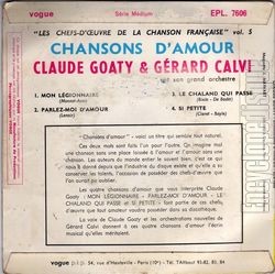 [Pochette de Chansons d’amour (Claude GOATY) - verso]