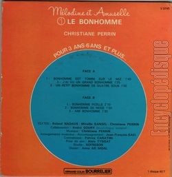 [Pochette de Mlodine et Amuselle "Le bonhomme" (JEUNESSE) - verso]