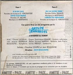 [Pochette de Je m’en vais (GROUPE EMMANUEL) - verso]