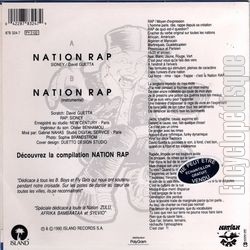 [Pochette de Nation rap (SIDNEY et David GUETTA) - verso]