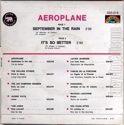[Pochette de September in the rain (AEROPLANE) - verso]