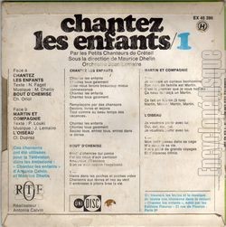 [Pochette de Chantez les enfants n1 (JEUNESSE) - verso]