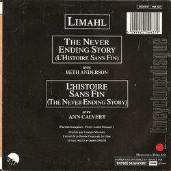 [Pochette de LIMAHL -  L’histoire sans fin  (Les FRANCOPHILES) - verso]