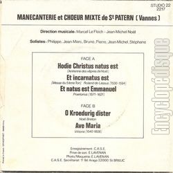 [Pochette de Nol (MANECANTERIE ET CHOEUR MIXTE DE SAINT PATERNE) - verso]
