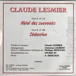 [Pochette de Htel des souvenirs (Claude LESMIER) - verso]