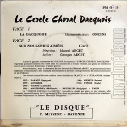 [Pochette de La dacquoise (Le CERCLE CHORAL DACQUOIS) - verso]