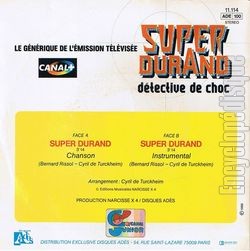 [Pochette de Super Durand, dtective de choc (T.V. (Tlvision)) - verso]