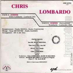 [Pochette de Dormir, je veux dormir (Chris LOMBARDO) - verso]