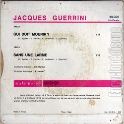 [Pochette de Qui doit mourir ? (Jacques GUERRINI) - verso]