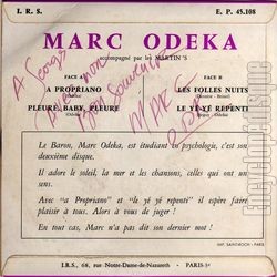 [Pochette de  Propriano (Marc ODEKA) - verso]
