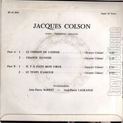 [Pochette de Le chemin de l&rsquo;espoir (Jacques COLSON) - verso]