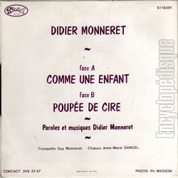 [Pochette de Comme une enfant (Didier MONNERET) - verso]