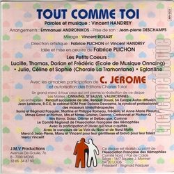 [Pochette de Tout comme toi (Les PETITS COEURS ET C. JRME) - verso]