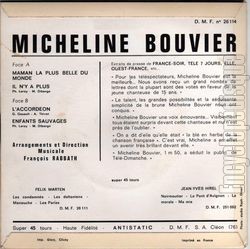 [Pochette de Maman, la plus belle du monde (Micheline BOUVIER) - verso]