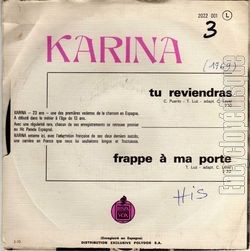 [Pochette de KARINA -  Tu reviendras  (Les FRANCOPHILES) - verso]